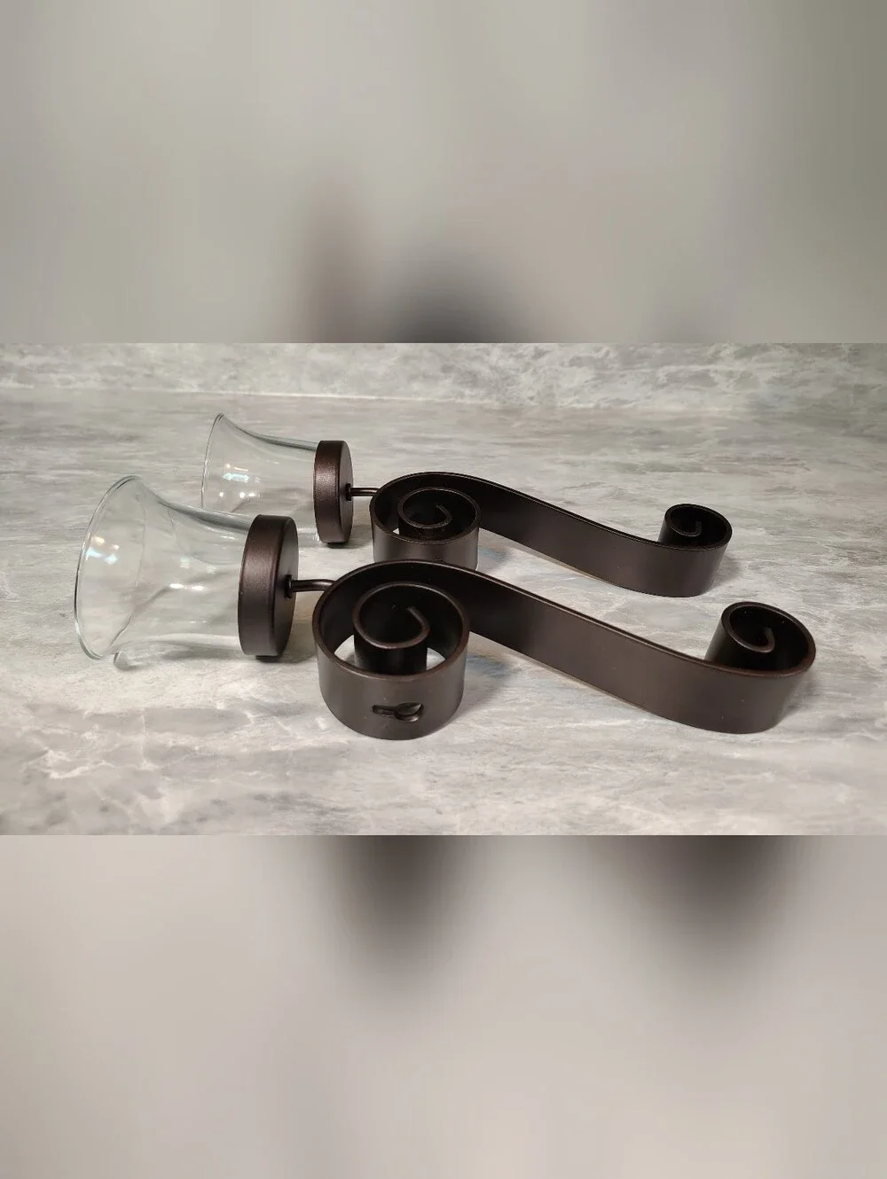 Better Homes And Gardens Bronze Scroll Votive Sconces with Clear Glass
